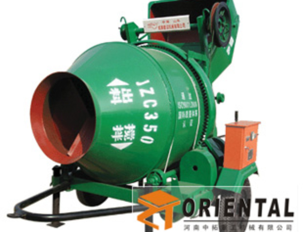 What is the precaution for operating the concrete mixer